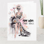 Mode meisje leopard jurk roze waterverf kaart (Voorkant)