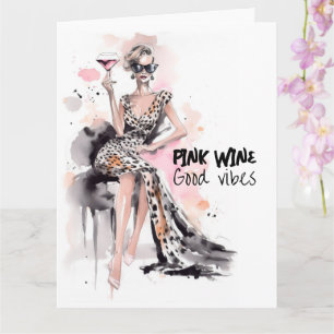Mode meisje leopard jurk roze waterverf kaart