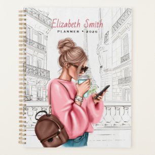 Mode Meisje met koffie in Parijs Planner