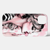 Mode meisje met lolly, roze waterverf Case-Mate iPhone case (Achterkant (horizontaal))