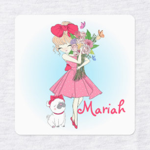 Mode Meisje met Pug Labels