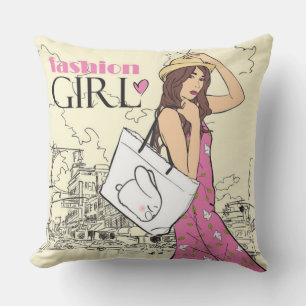 Mode meisje met Sierkussen tas