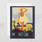 Mode Meisje Monte Carlo Strand Reizen Feestdagenkaart (Voorkant / Achterkant)