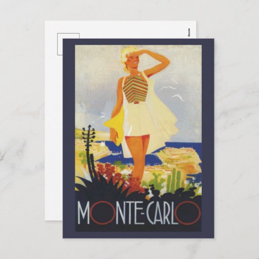 Mode Meisje Monte Carlo Strand Reizen Feestdagenkaart (Voorkant / Achterkant)