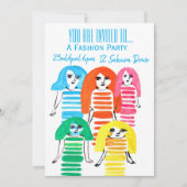 Mode meisje pretiemeisje mode verjaardagsfeestje kaart (Voorkant)