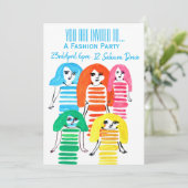 Mode meisje pretiemeisje mode verjaardagsfeestje kaart (Staand voorkant)