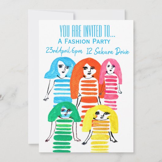 Mode meisje pretiener mode verjaardagsfeestje kaart (Voorkant)