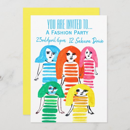 Mode meisje pretiener mode verjaardagsfeestje kaart (Voorkant / Achterkant)