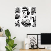 Mode Meisje Tekening Poster (Thuiskantoor)