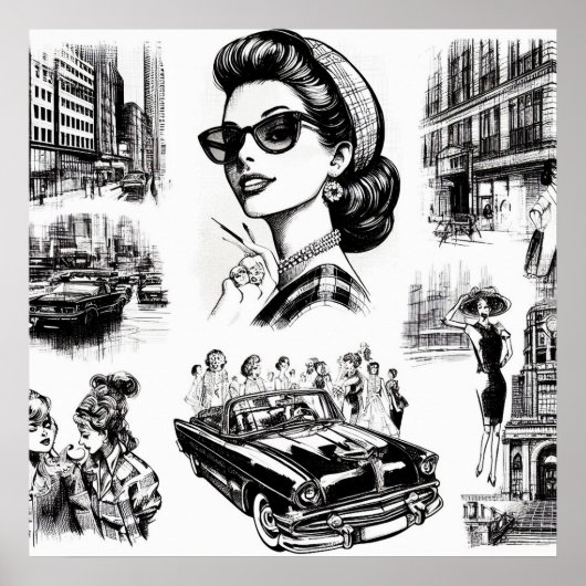 Mode Meisje Tekening Poster (Voorkant)