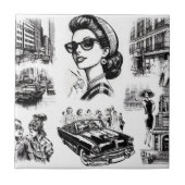  Mode Meisje Tekening Tegeltje (Voorkant)