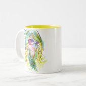 Mode meisje tweekleurige koffiemok (Voorkant links)