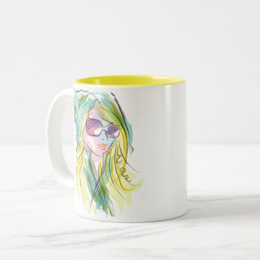 Mode meisje tweekleurige koffiemok (Voorkant links)