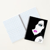 Mode Meisje Zwart Roze Blauw Notitieboek (Binnen)