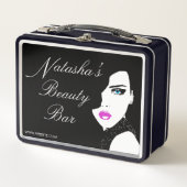 Mode Meisje Zwart Roze Schoonheidsbar Metaal Box (Voorkant)