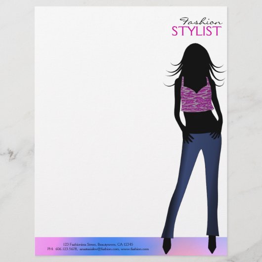 Mode Meisjes in Blue Jeans Letterhead Sjabloon Custom Briefhoofd (Voorkant)