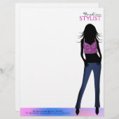 Mode Meisjes in Blue Jeans Letterhead Sjabloon Custom Briefhoofd (Voorkant / Achterkant)