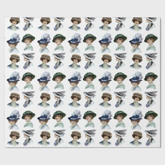  Mode meisjes in Edwardiaanse Petten Cadeaupapier (Vlak)
