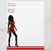 Mode Meisjes in Rode Jurk Letterhoofd Sjabloon Persoonlijk Briefhoofd (Voorkant)