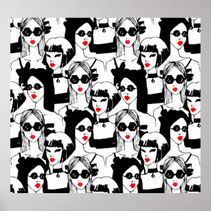 Mode meisjes, model, zonnebril,  patroon. poster