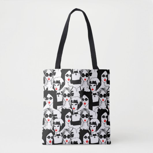 Mode meisjes, model, zonnebril,  patroon. tote bag (Voorkant)