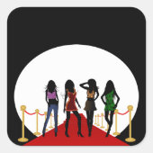 Mode Meisjes op de Rode Carpet Square Stickers (Voorkant)