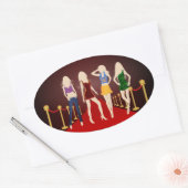 Mode Meisjes op de Rode Tapijt Ovale Stickers (Envelop)