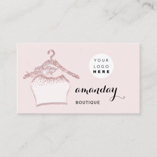 Mode met kledinggevaar Winkelen QR-Logo Roos Visitekaartje (Voorkant)