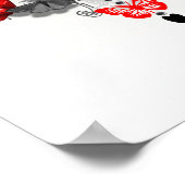 Mode met vlinderhaar Ontwerp Rood zwart Poster (Hoek)