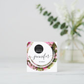 Mode Militaire Roze Boutique Logo Vierkante Visitekaartje (Staand voorkant)