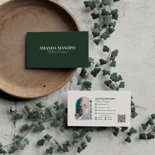 Mode Minimalistische Groen Scannable QR Code Zakel Visitekaartje