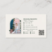 Mode Minimalistische Groen Scannable QR Code Zakel Visitekaartje (Achterkant)