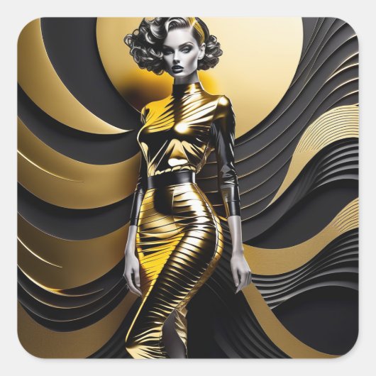 Mode minimalistische kunststijl gaat over strakke  vierkante sticker (Voorkant)