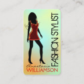 Mode Model Dragen Rode Jurk Stylist Visitekaartje (Voorkant)