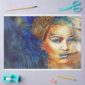 Mode Model Face in blauw Tissuepapier (Craft)