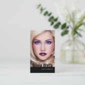 Mode Model Foto Zwart QR-code Visitekaartje (Staand voorkant)