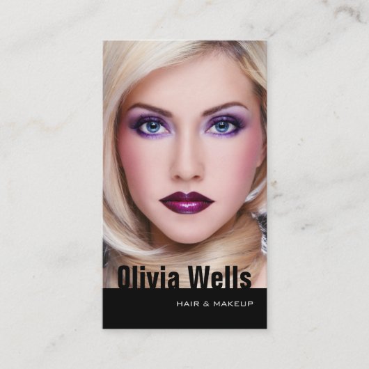 Mode Model Foto Zwart QR-code Visitekaartje (Voorkant)