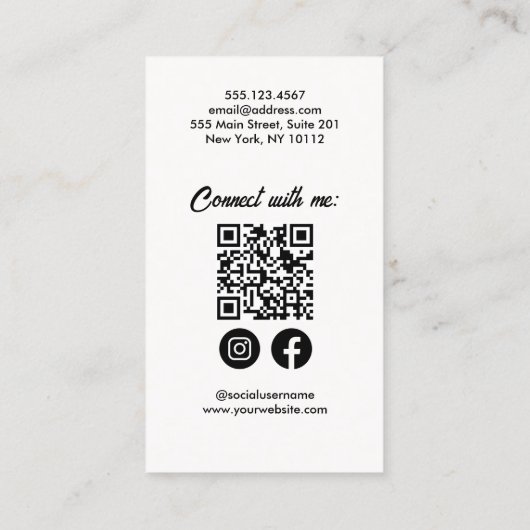 Mode Model Fotoprofielkaart Visitekaartje (Achterkant)