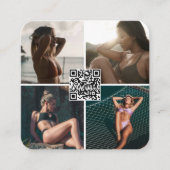 Mode Model Foto's QR Code Social Media Icons Vierkante Visitekaartje (Voorkant)