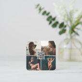 Mode Model Foto's QR Code Social Media Icons Vierkante Visitekaartje (Staand voorkant)