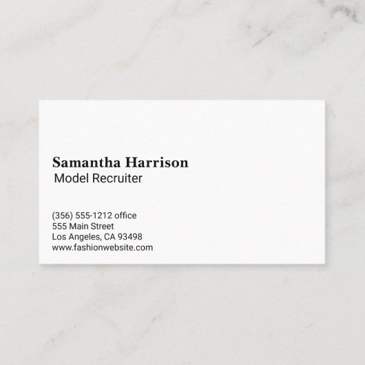 Mode model glittersprankeling visitekaartje (Achterkant)