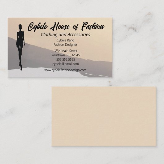 Mode Model Silhouette Kleding Mode Ontwerp Visitekaartje (Voorkant / Achterkant)