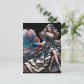 Mode model vrouw en een Betta vis Briefkaart (Staand voorkant)