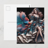 Mode model vrouw en een Betta vis Briefkaart (Voorkant / Achterkant)
