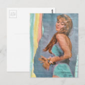 Mode model Vrouw in 1957 op het strand Briefkaart (Voorkant / Achterkant)