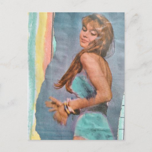 Mode model Vrouw in 1957 op het strand Briefkaart (Voorkant)