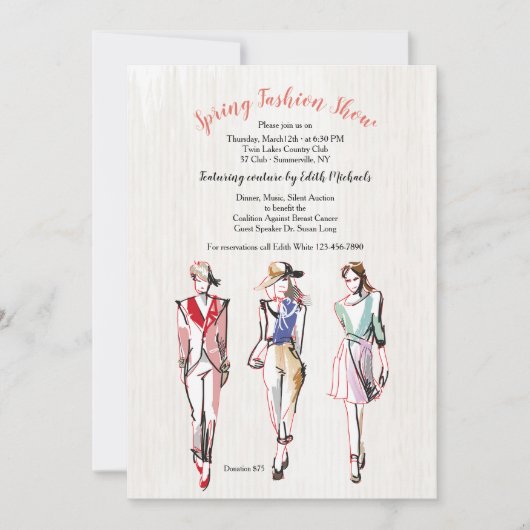 Mode Modellen Drie Mode Show Uitnodiging (Voorkant)