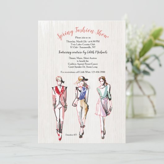 Mode Modellen Drie Mode Show Uitnodiging (Staand voorkant)