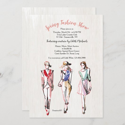 Mode Modellen Drie Mode Show Uitnodiging (Voorkant / Achterkant)