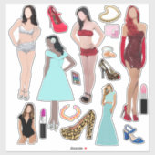Mode Modellen Schoenen en Make-up Art Sticker (Vel)
